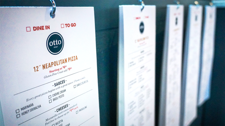 OTTO Pint Pizza Menu